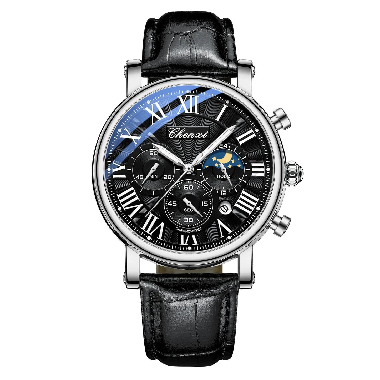 Drosium 973 Multi-function Business Moon Phase Date Waterproof