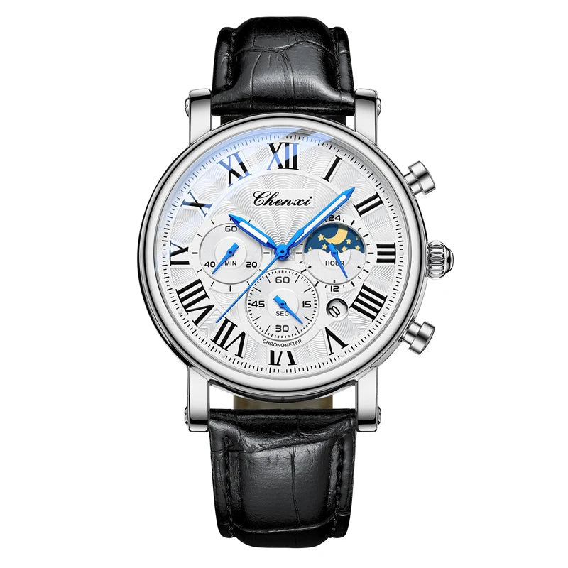 Drosium 973 Multi-function Business Moon Phase Date Waterproof