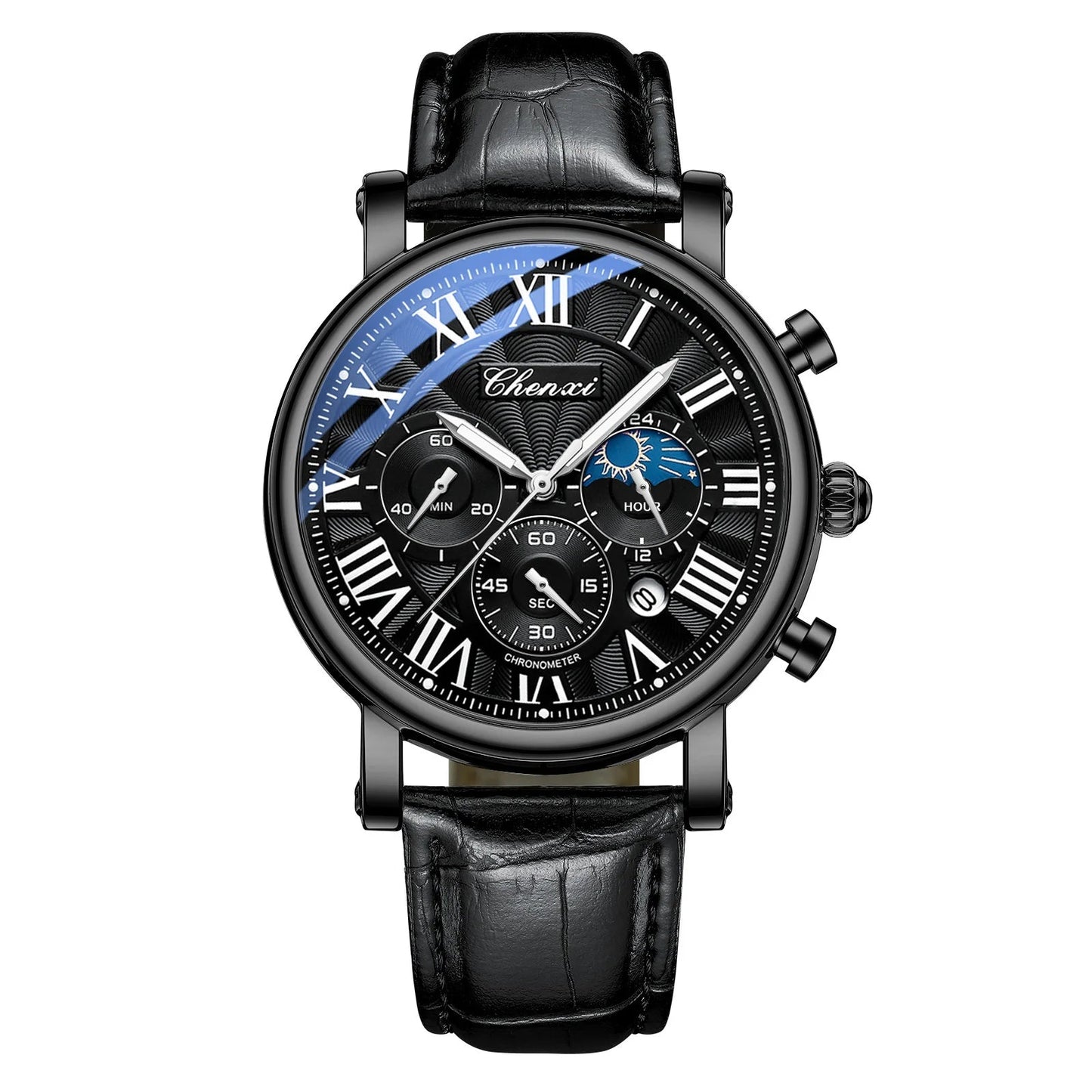 Drosium 973 Multi-function Business Moon Phase Date Waterproof